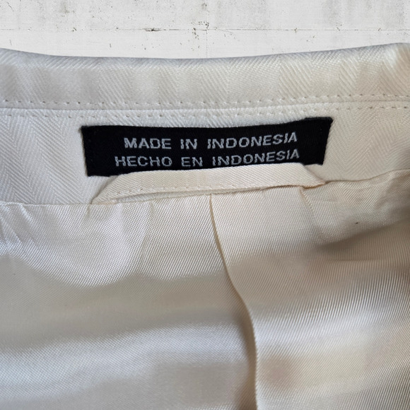 90s Vintage Ivory Single Breasted Double Button Silk Blazer Sports Coat Size 42R - Picture 7 of 10